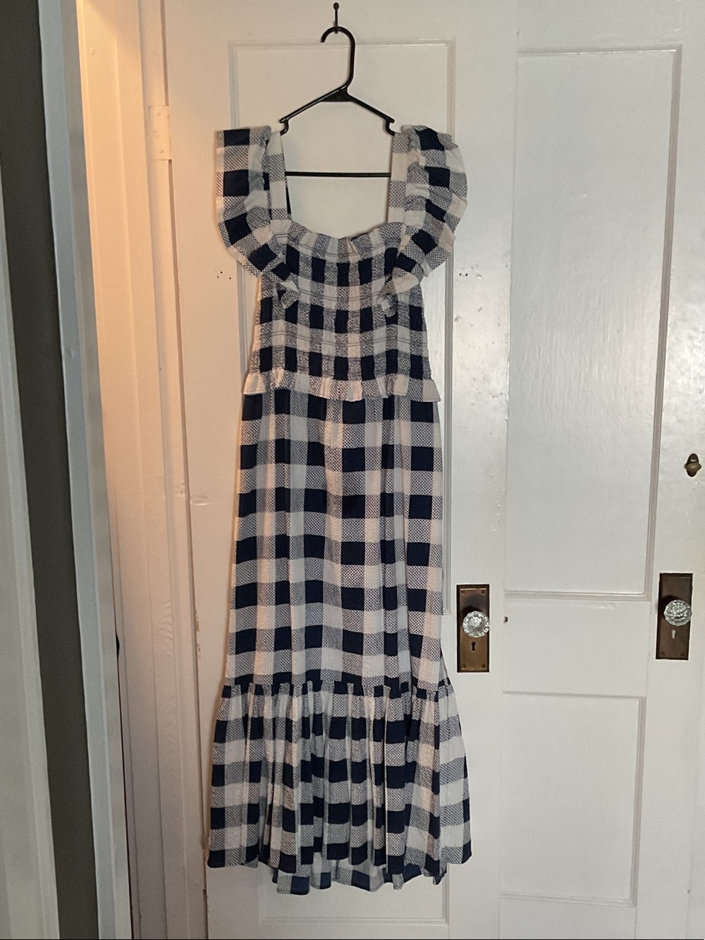Sea New York Navy & White Gingham Maxi Dress